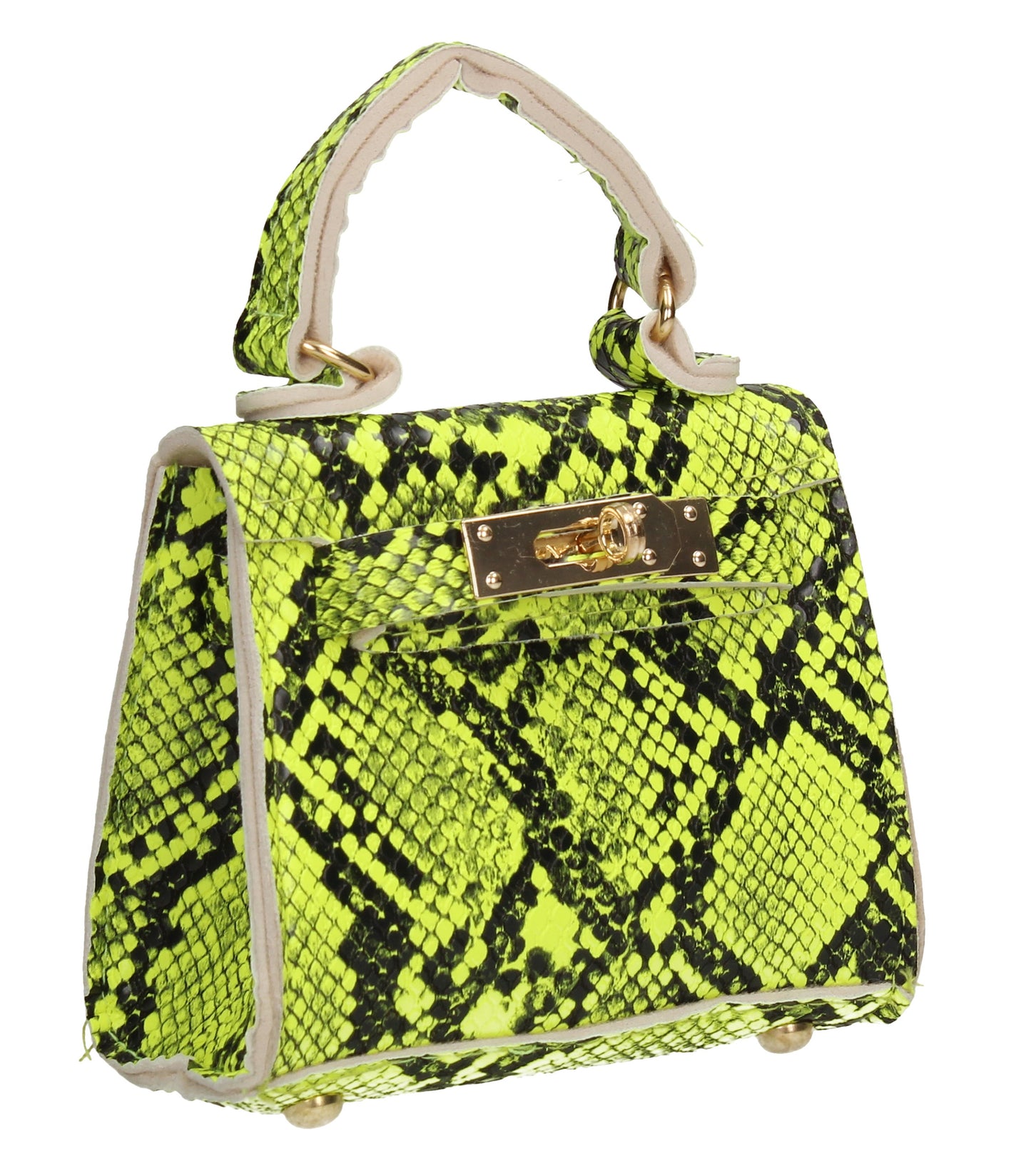 Layla Faux Snakeskin Leather Mini Grab Crossbody Clutch Clutch Bag Lime Green