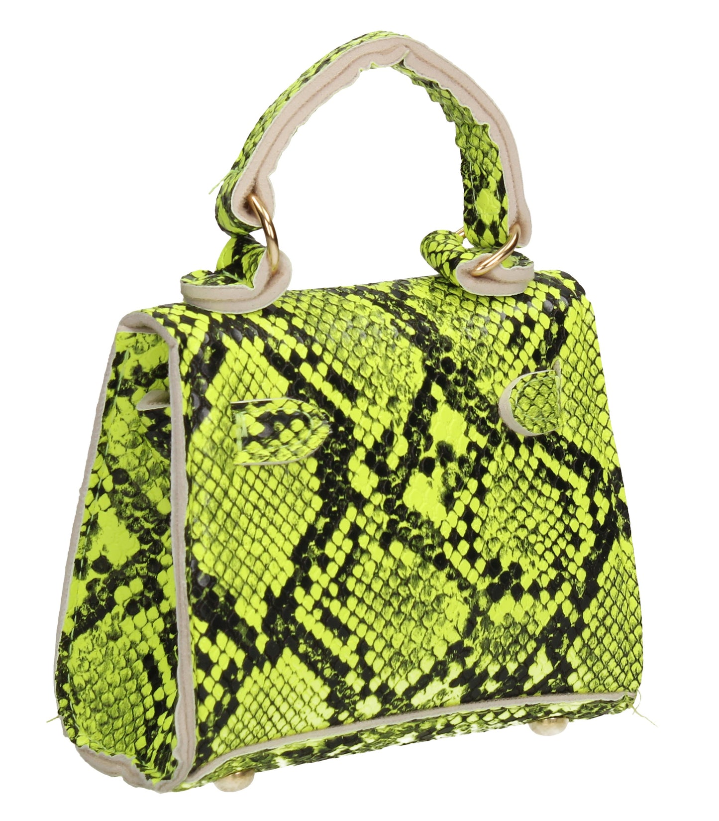 Layla Faux Snakeskin Leather Mini Grab Crossbody Clutch Clutch Bag Lime Green