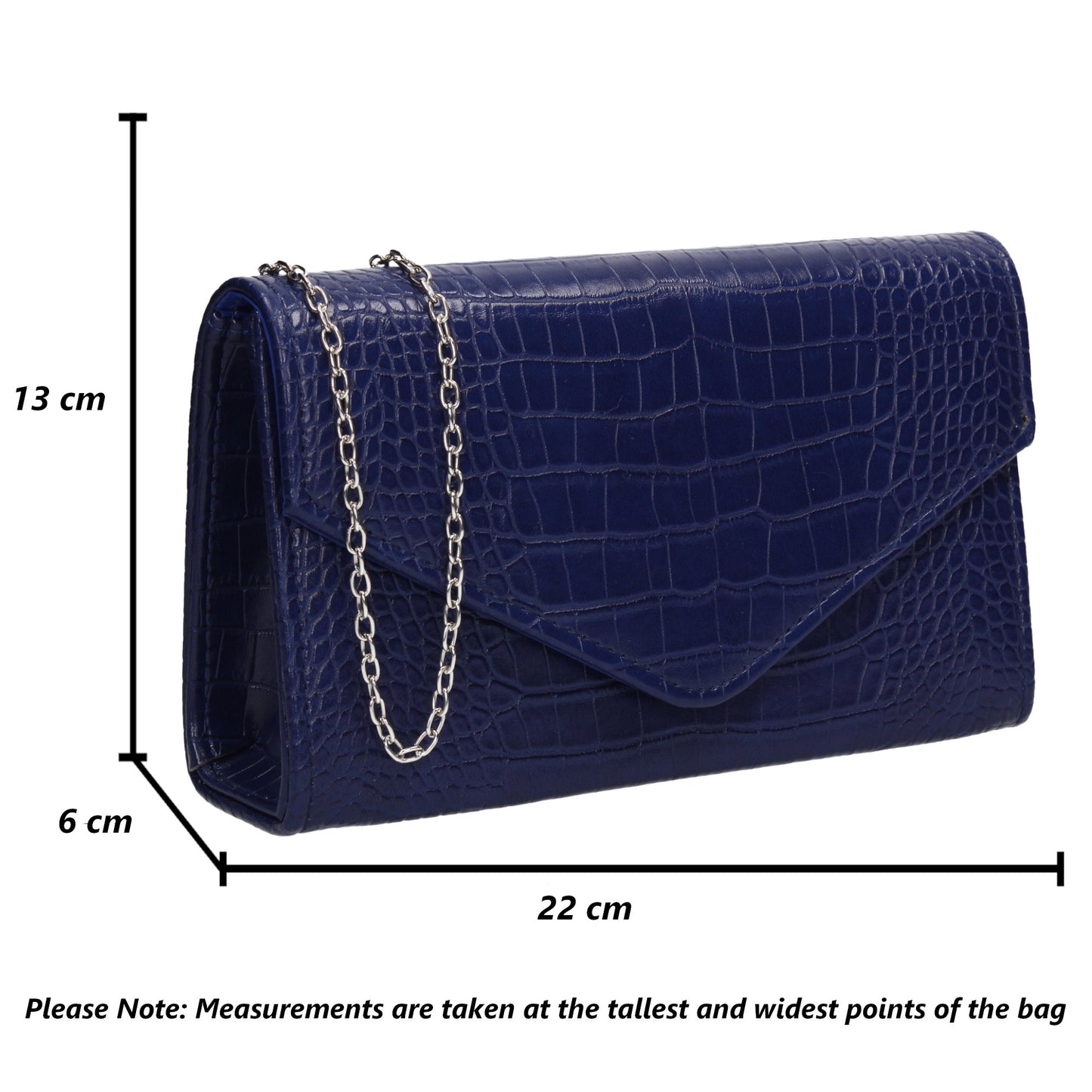 Emily Croc Effect Clutch Bag Navy Blue