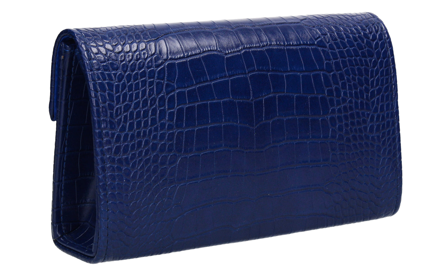 Emily Croc Effect Clutch Bag Navy Blue