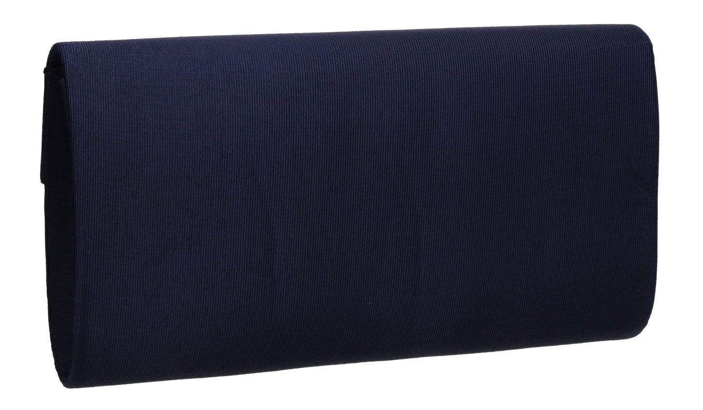Alison Satin Envelope Clutch Bag Navy Blue