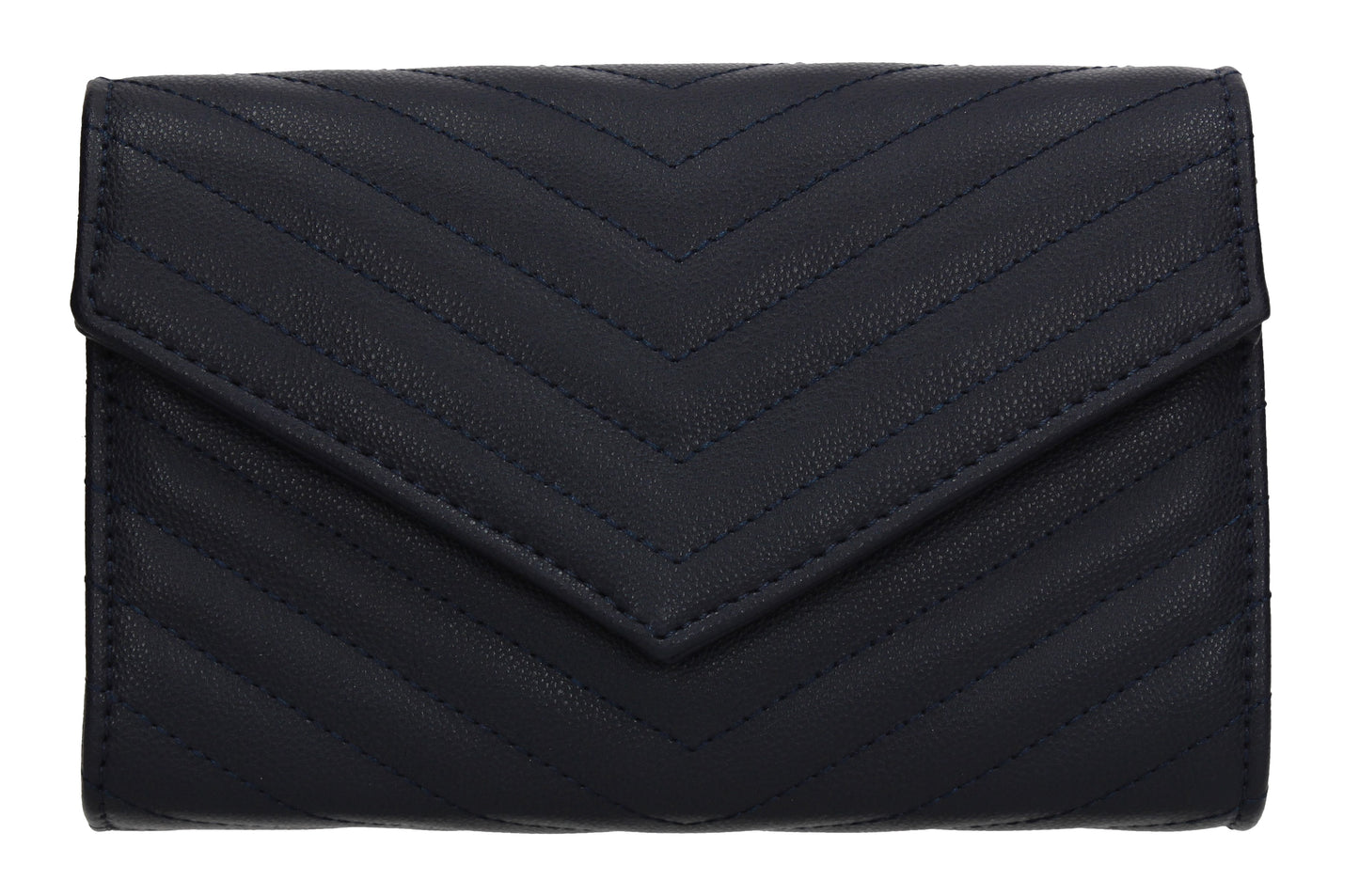 Jessa Faux Leather V shape Clutch Bag Navy Blue