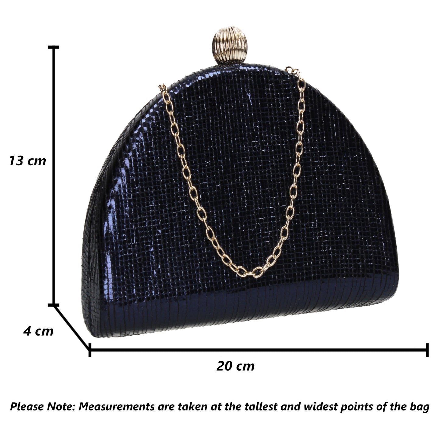 Felicity Semi Circle Diamante Clutch Bag Navy Blue