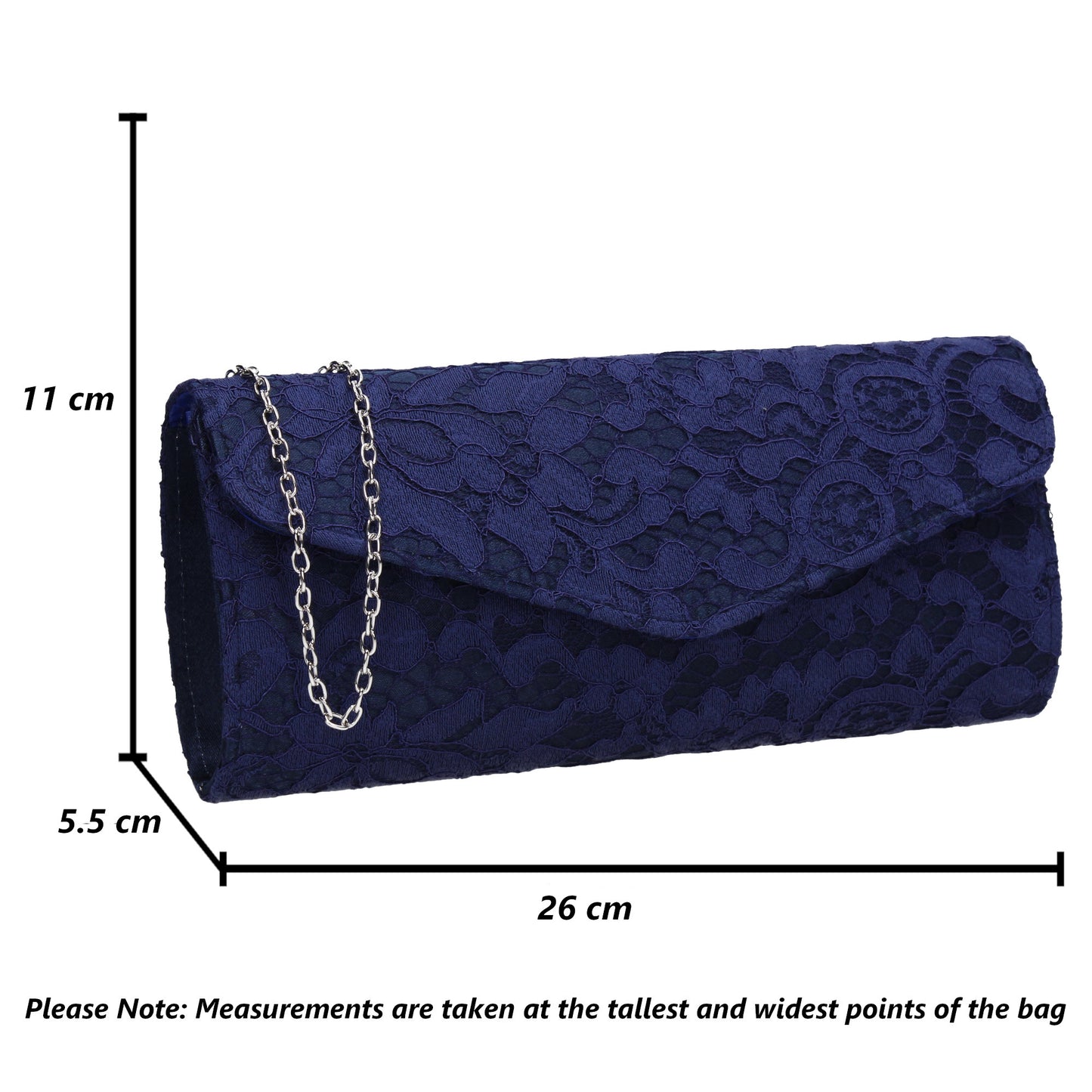 Lucie Lace Effect Envelope Clutch Bag Navy Blue