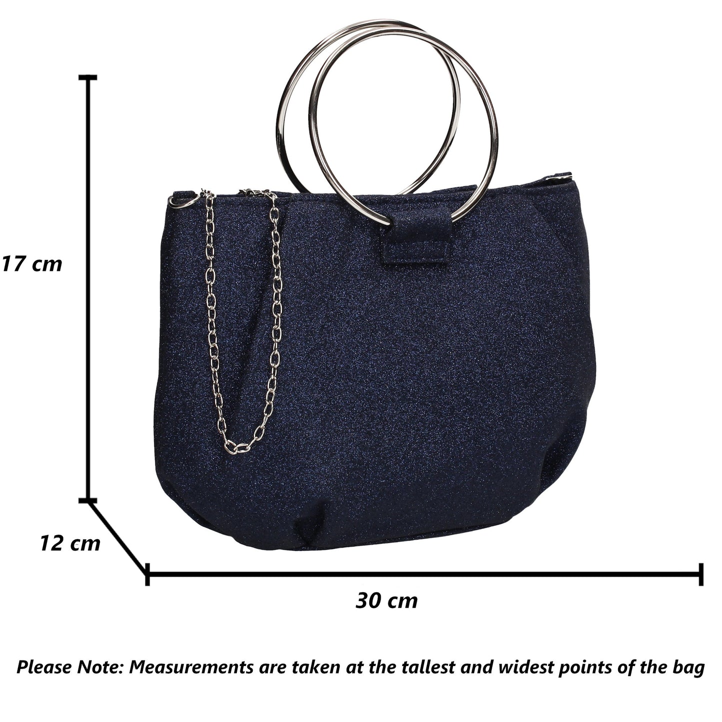 Athena Glitter Sparkle Evening Handbag Navy Blue