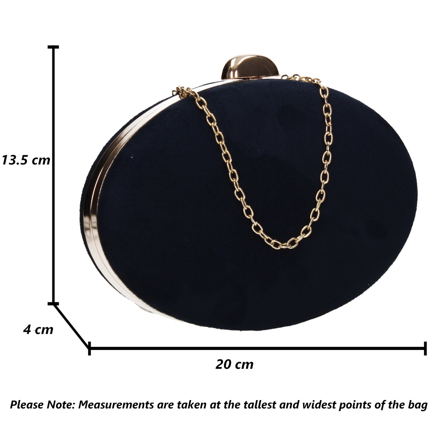 Alisha Circular Faux Suede Style Clutch Bag Navy Blue