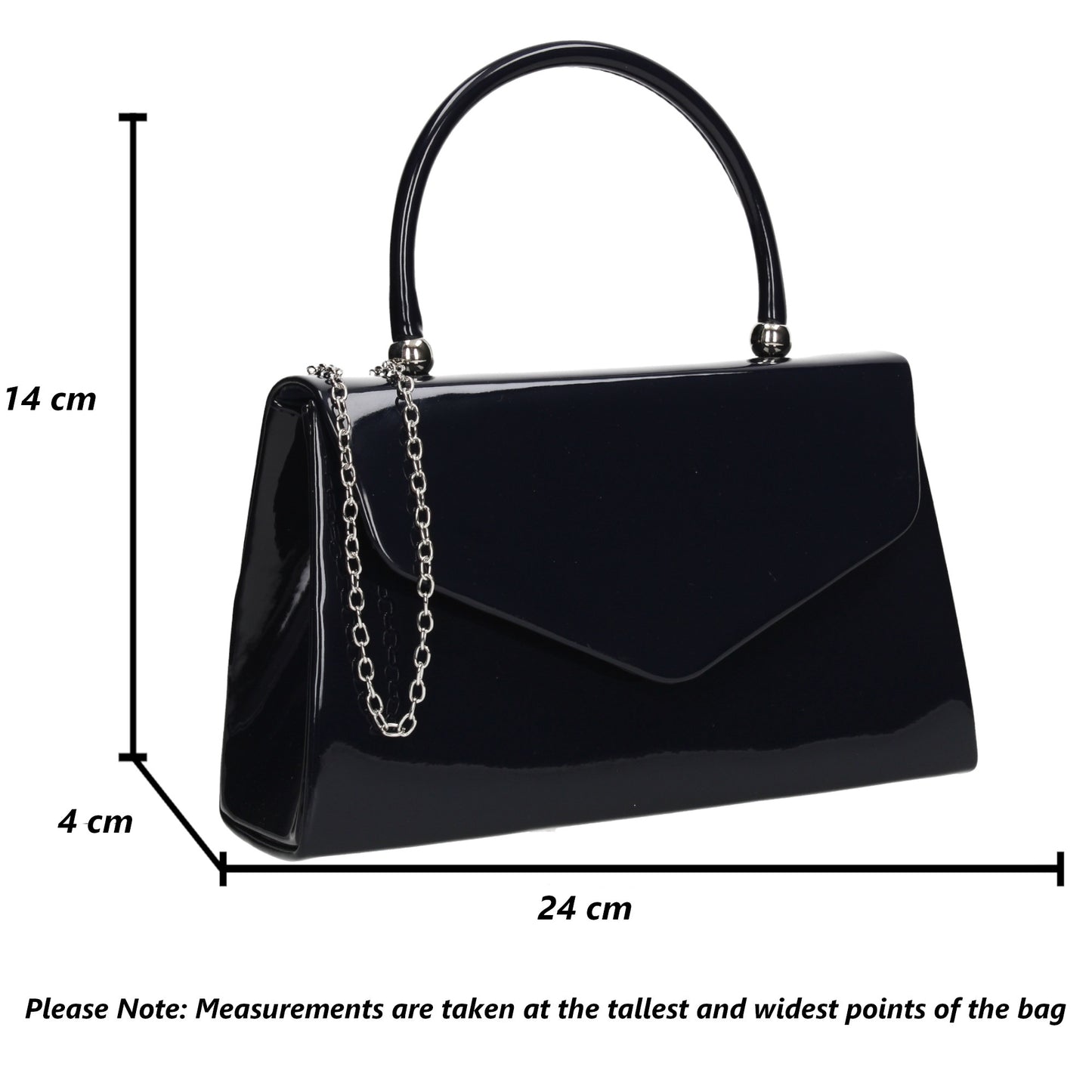 Zoey Patent Envelope Mini-Handbag Clutch Bag Navy Blue
