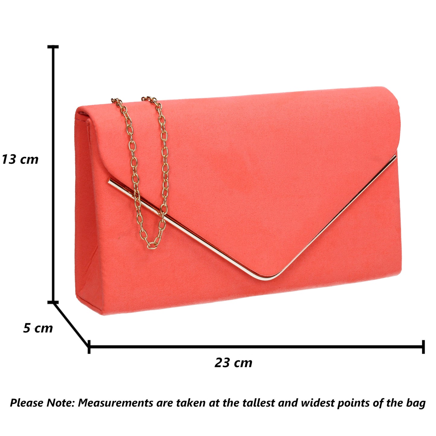 Poppy Faux Suede Envelope Clutch Bag Neon Coral