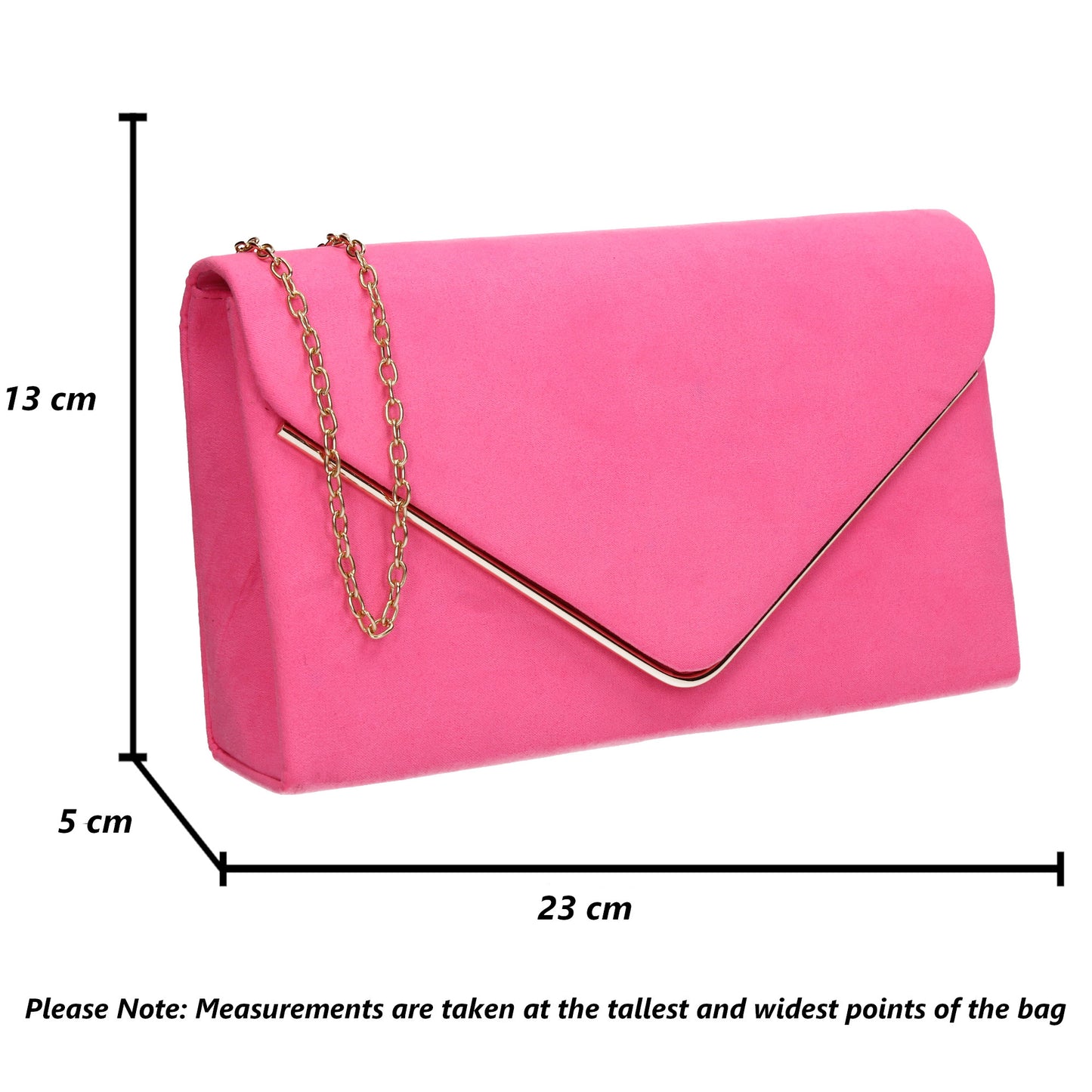 Oscar Faux Suede Envelope Clutch Bag Neon Pink