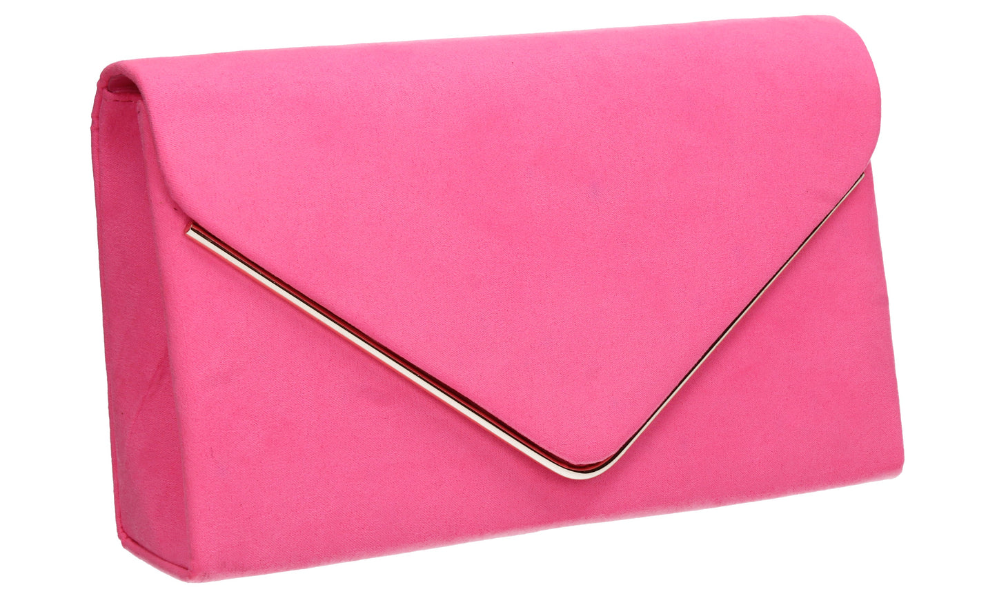 Poppy Faux Suede Envelope Clutch Bag Neon Pink