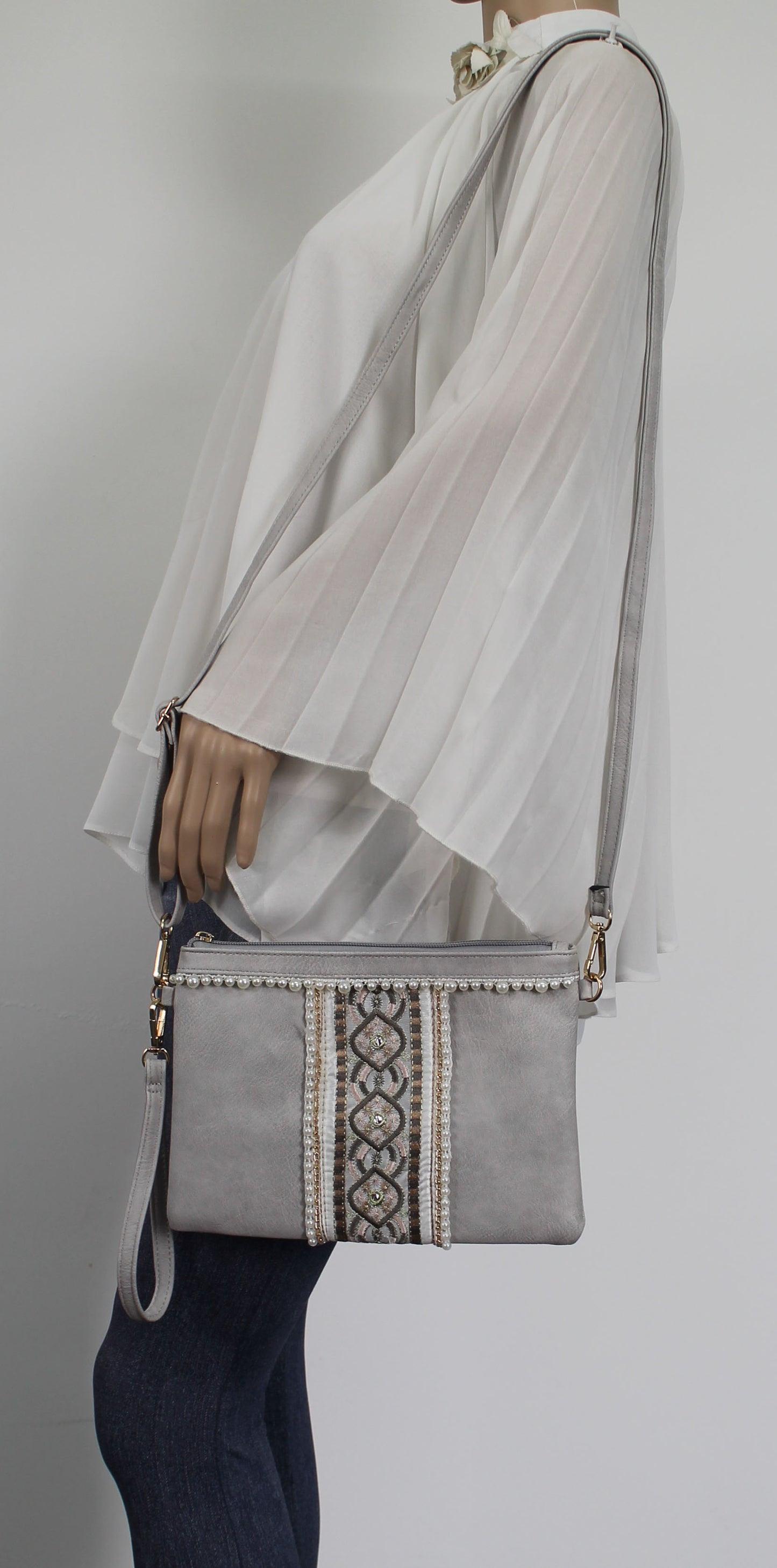 SWANKYSWANS Delilah Clutch Bag Neutral Grey Cute Cheap Clutch Bag For Weddings School and Work
