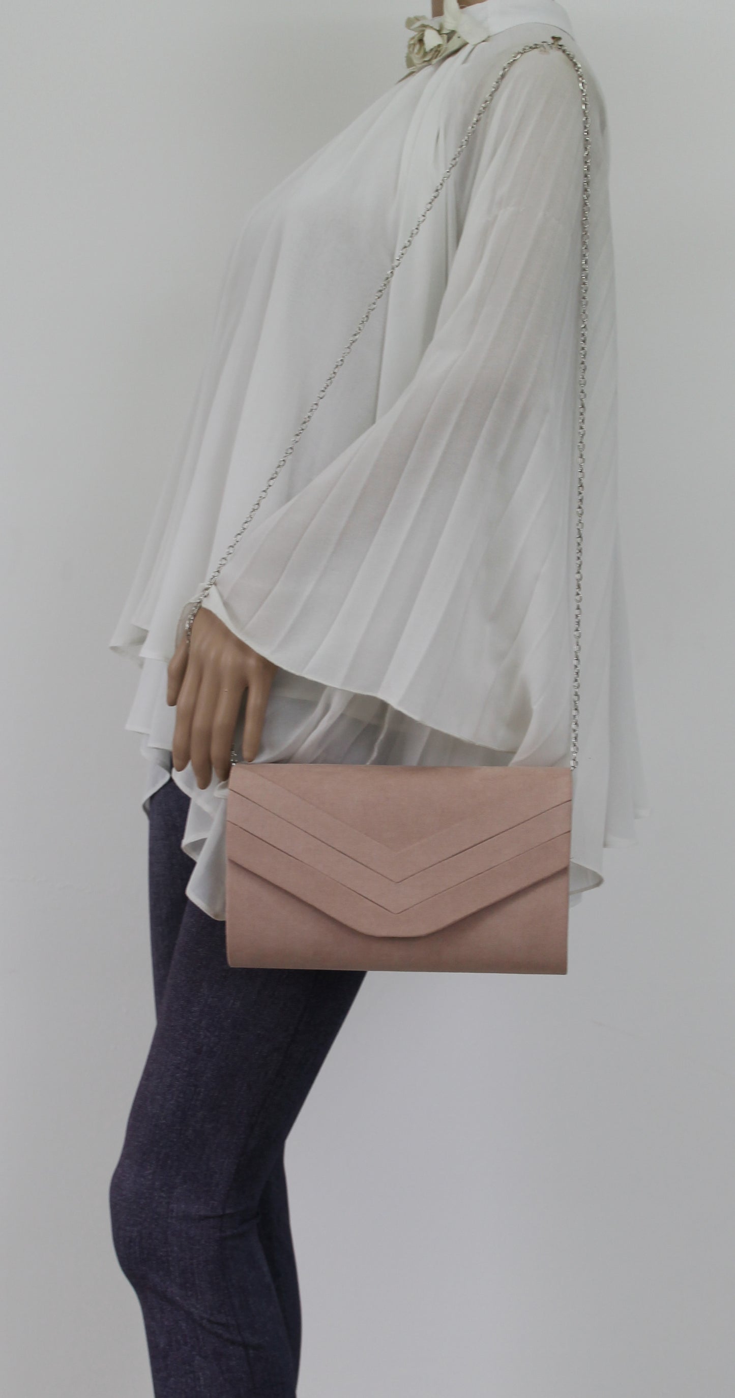 Samantha V Detail Clutch Bag Beige