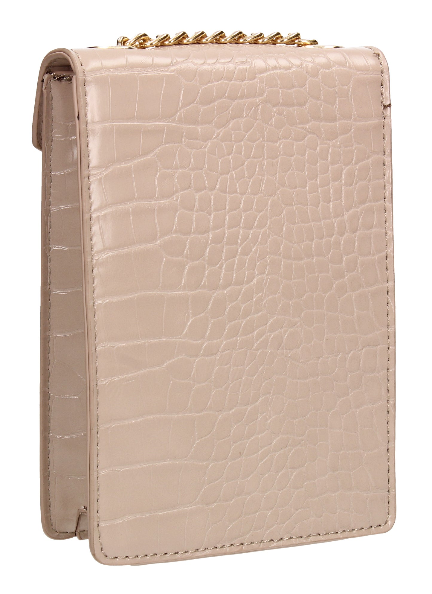 Willow Tall Patent Croc Effect Crossbody Bag Nude Pink