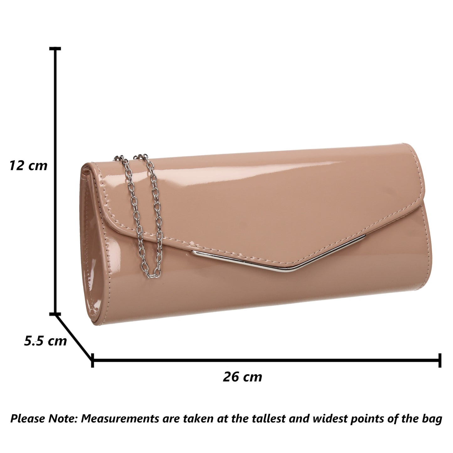Ariel Patent Envelope Clutch Bag Flesh Pink