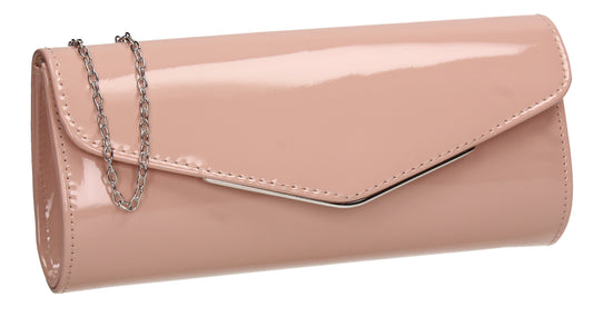 Ariel Patent Envelope Clutch Bag Pink
