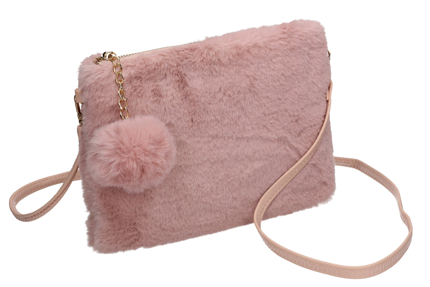 Lillie Slim Faux Fur Clutch Bag Pink
