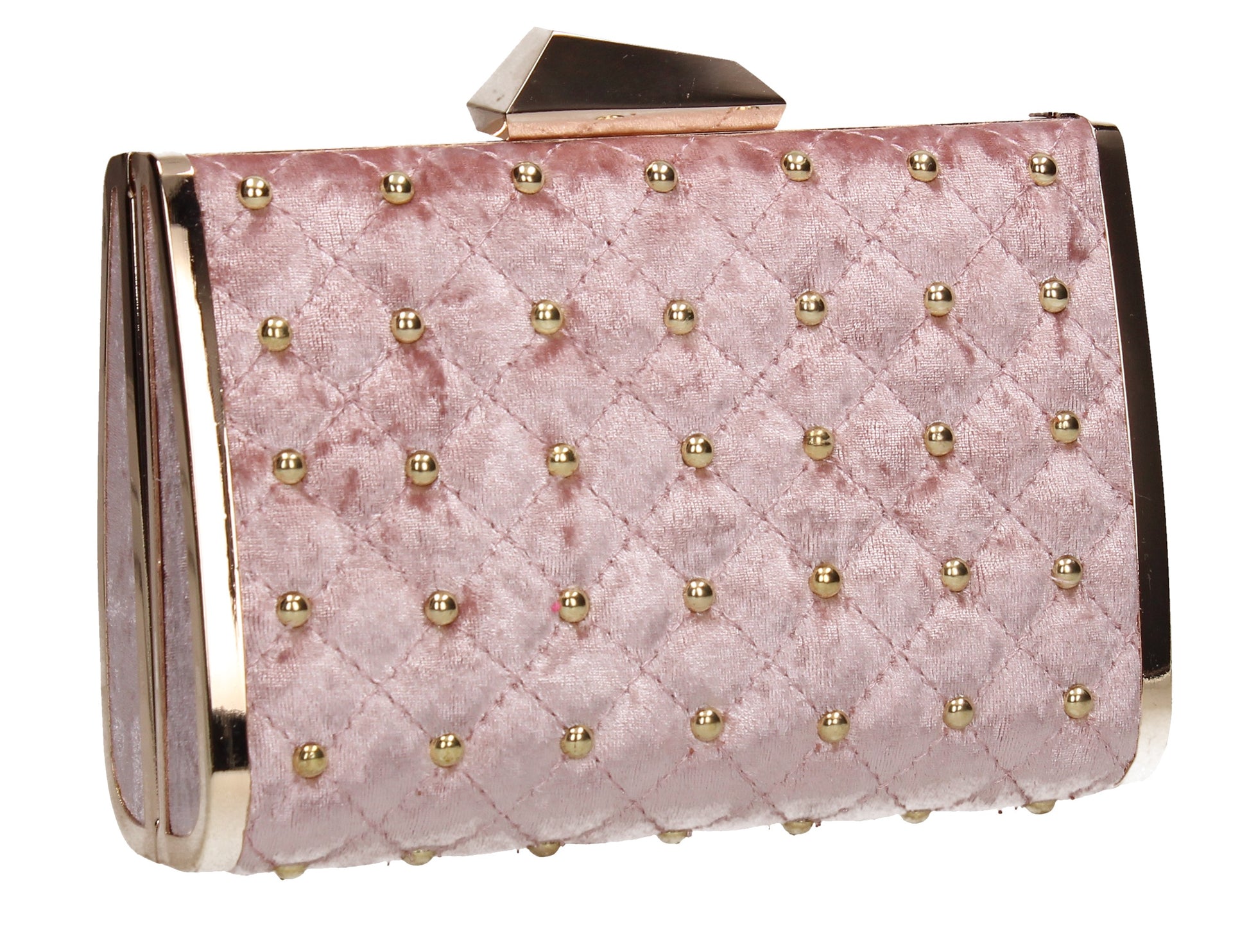 SWANKYSWANS Nyla Studded Velvet Clutch Bag Pink