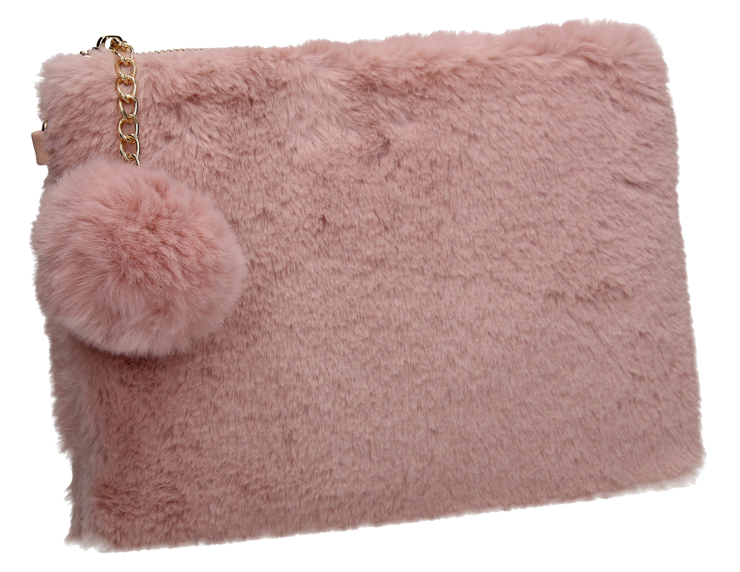 Lillie Slim Faux Fur Clutch Bag Pink