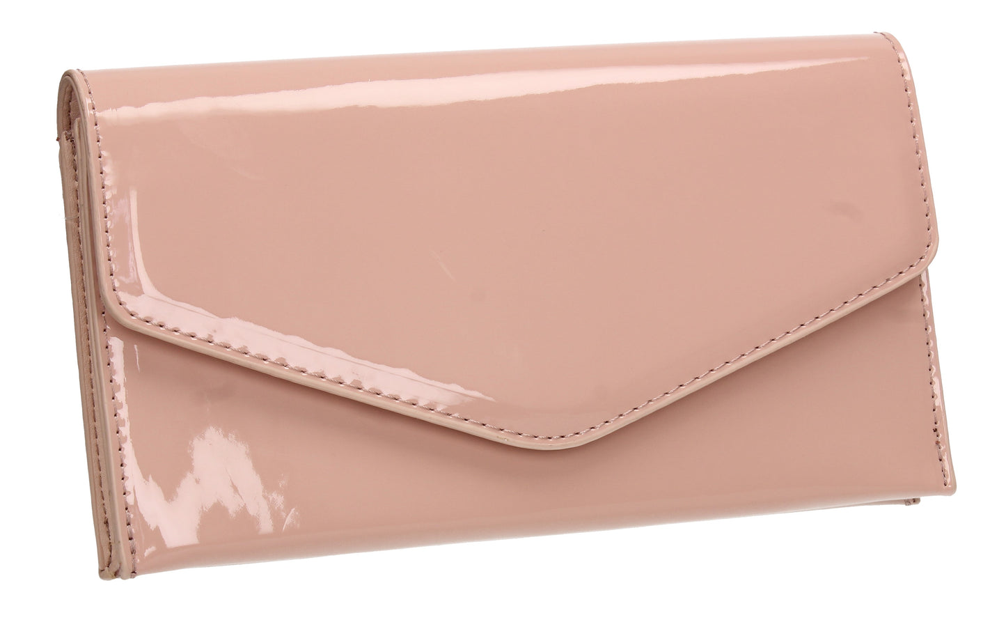 Evie Plain Patent Envelope Clutch Bag Pink