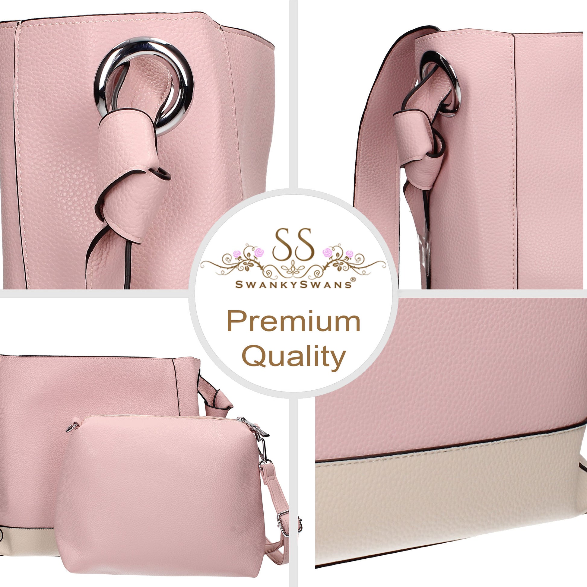 Swanky Swans Leanne Handbag Pink & BeigePerfect for School, Weddings, Day out!