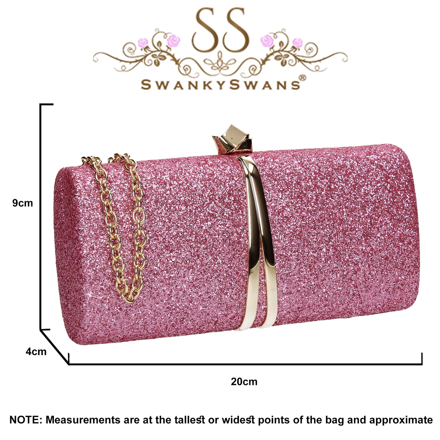 SWANKYSWANS Daisy Clutch Bag Pink Cute Cheap Clutch Bag For Weddings School and Work