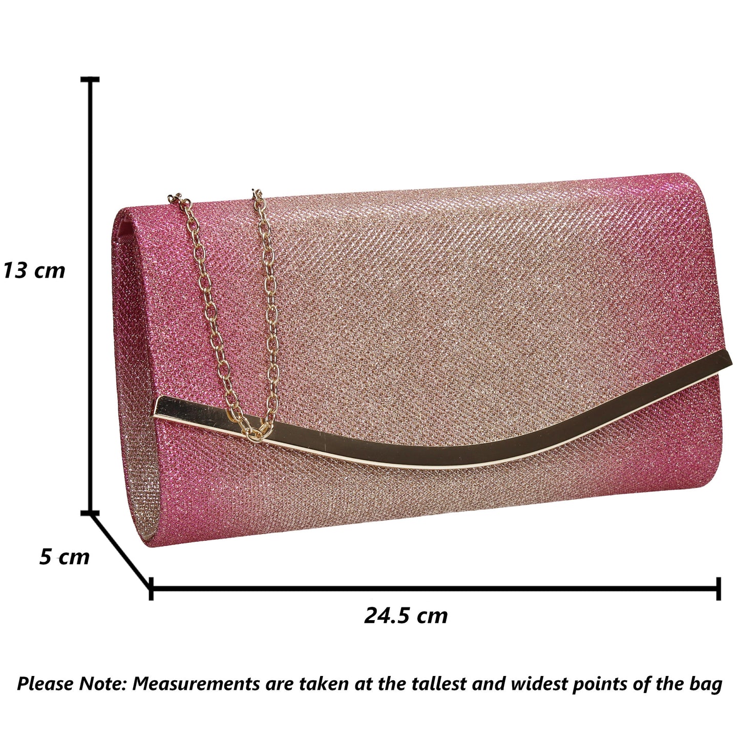 Christina Two Tone Flapover Clutch Bag Pink