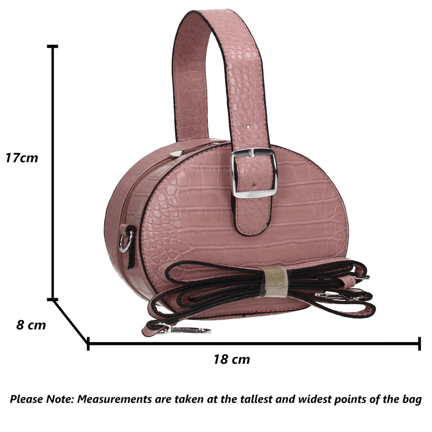 Kailee Croc Round Crossbody Clutch Bag Pink