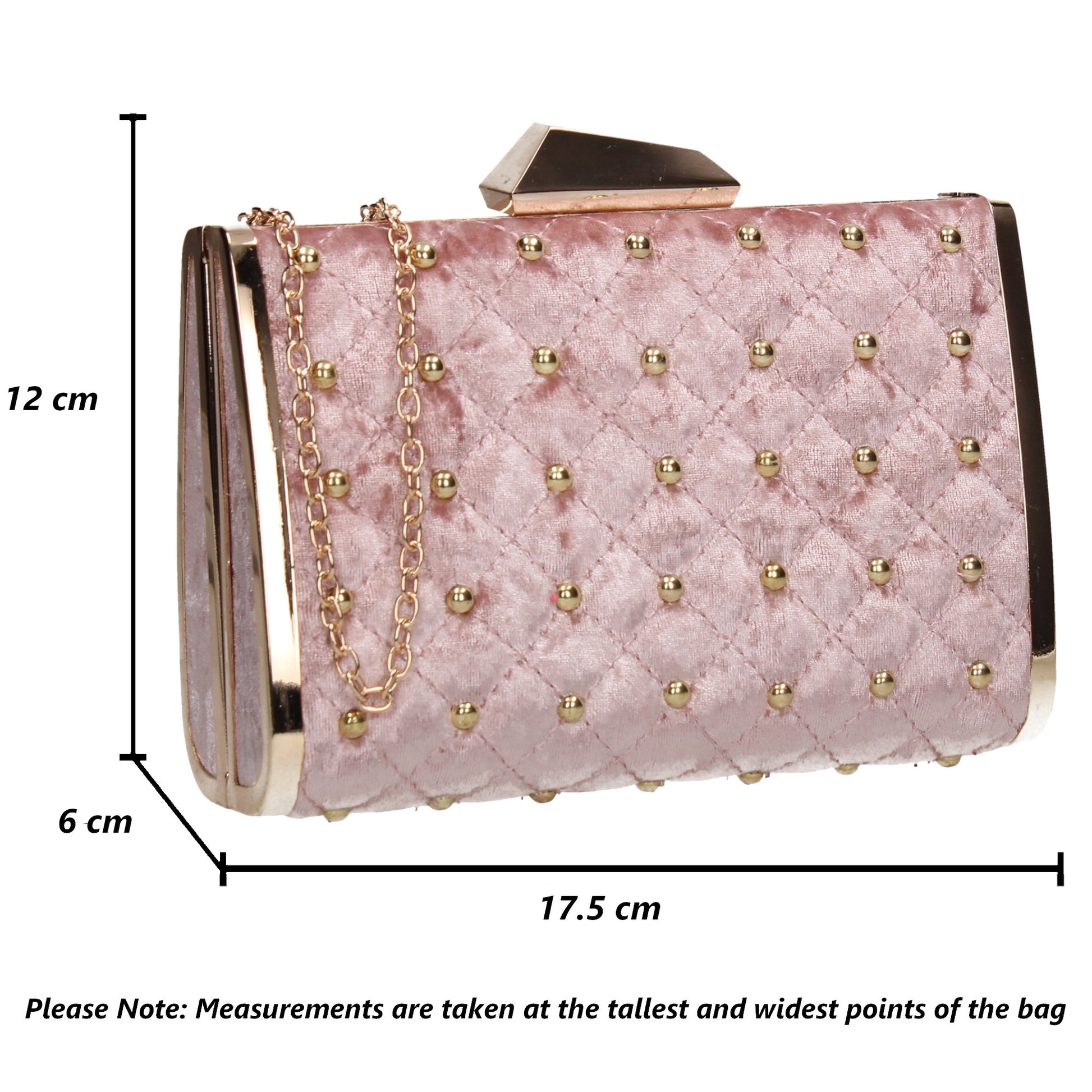 SWANKYSWANS Nyla Studded Velvet Clutch Bag Pink