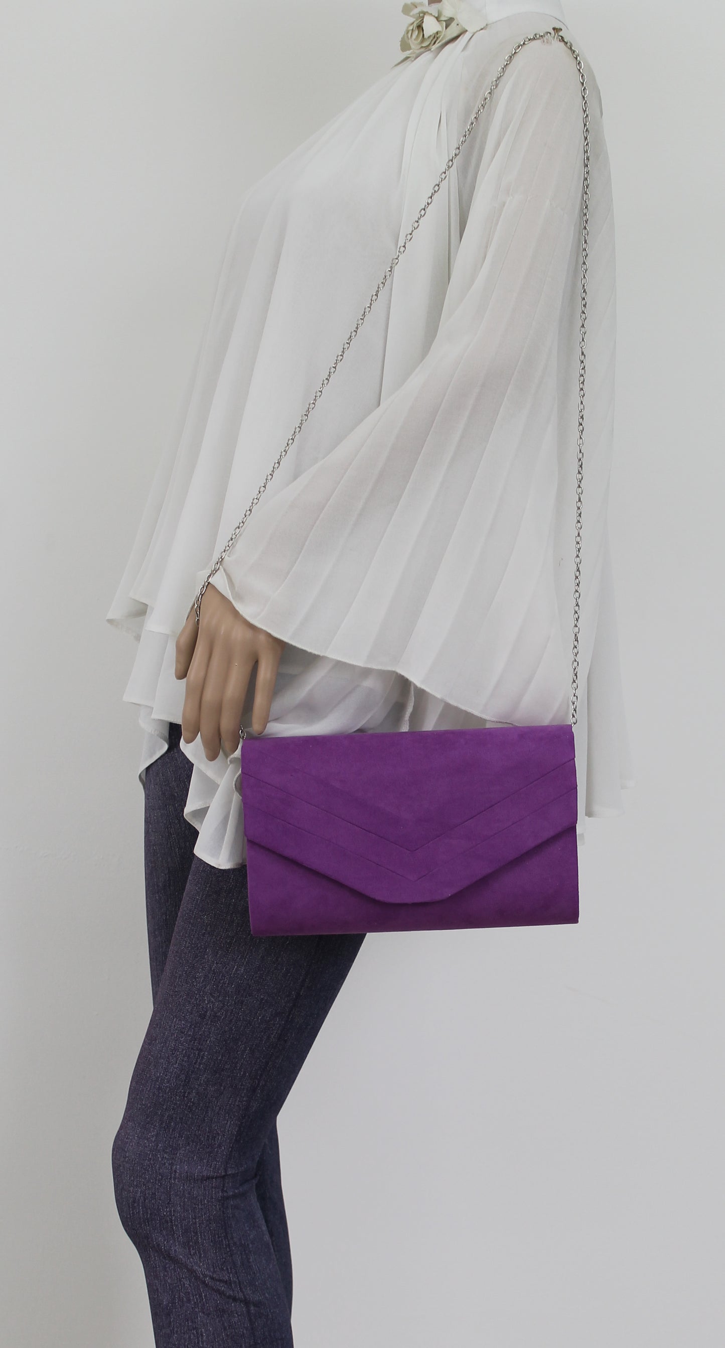 Samantha V Detail Clutch Bag Purple