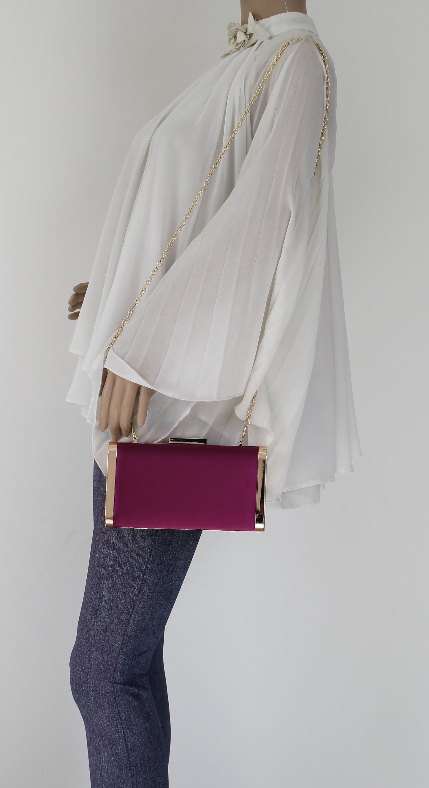 Kathleen Faux Suede Box Shape Clutch Bag Purple