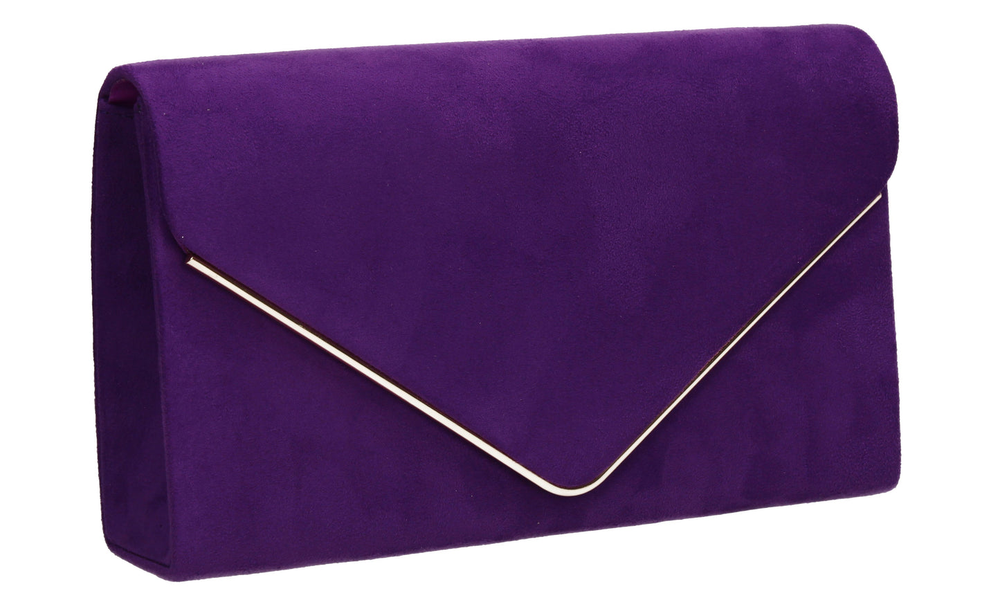 Poppy Faux Suede Envelope Clutch Bag Purple