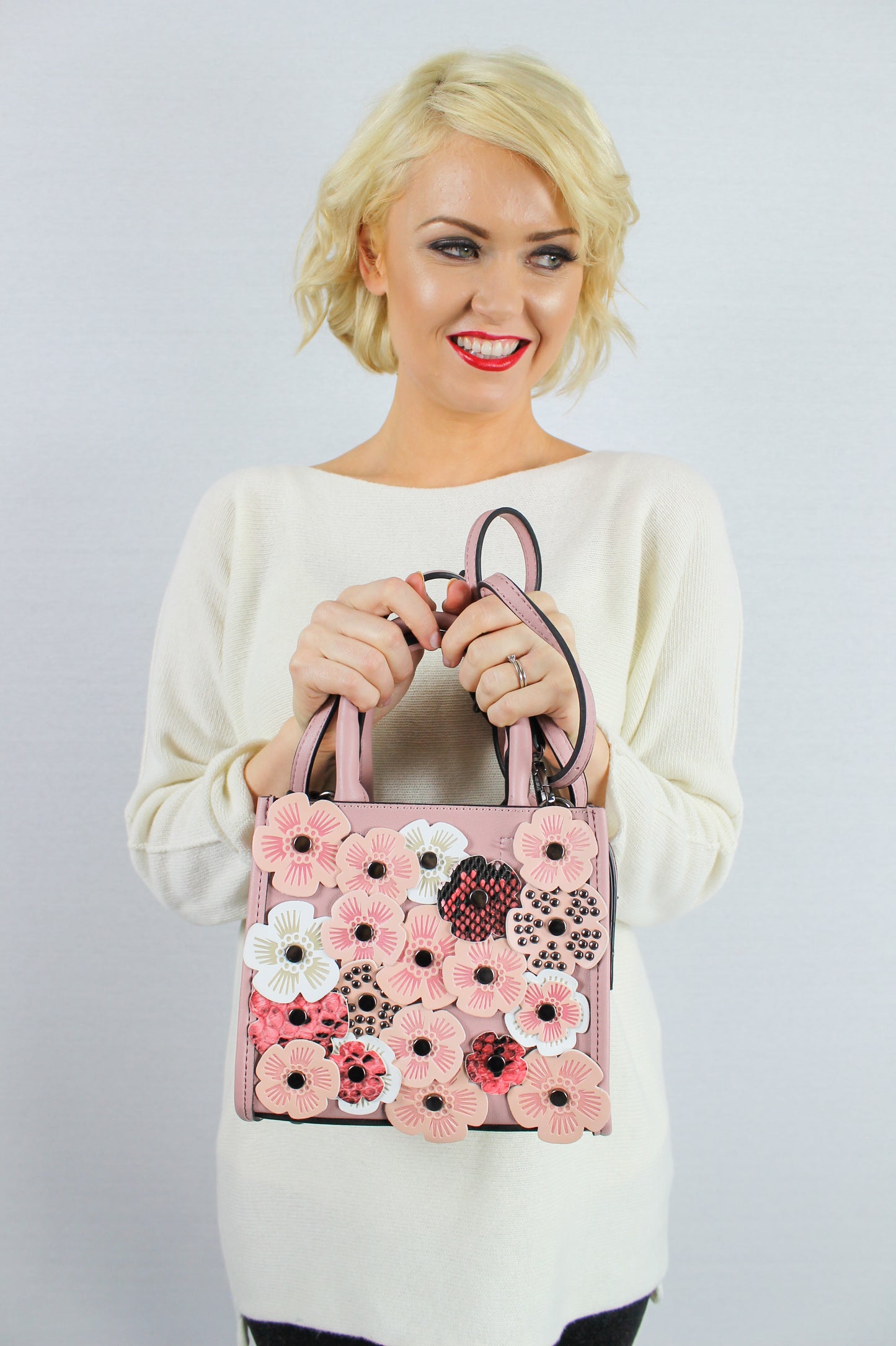 Sage Pink Floral Handbag