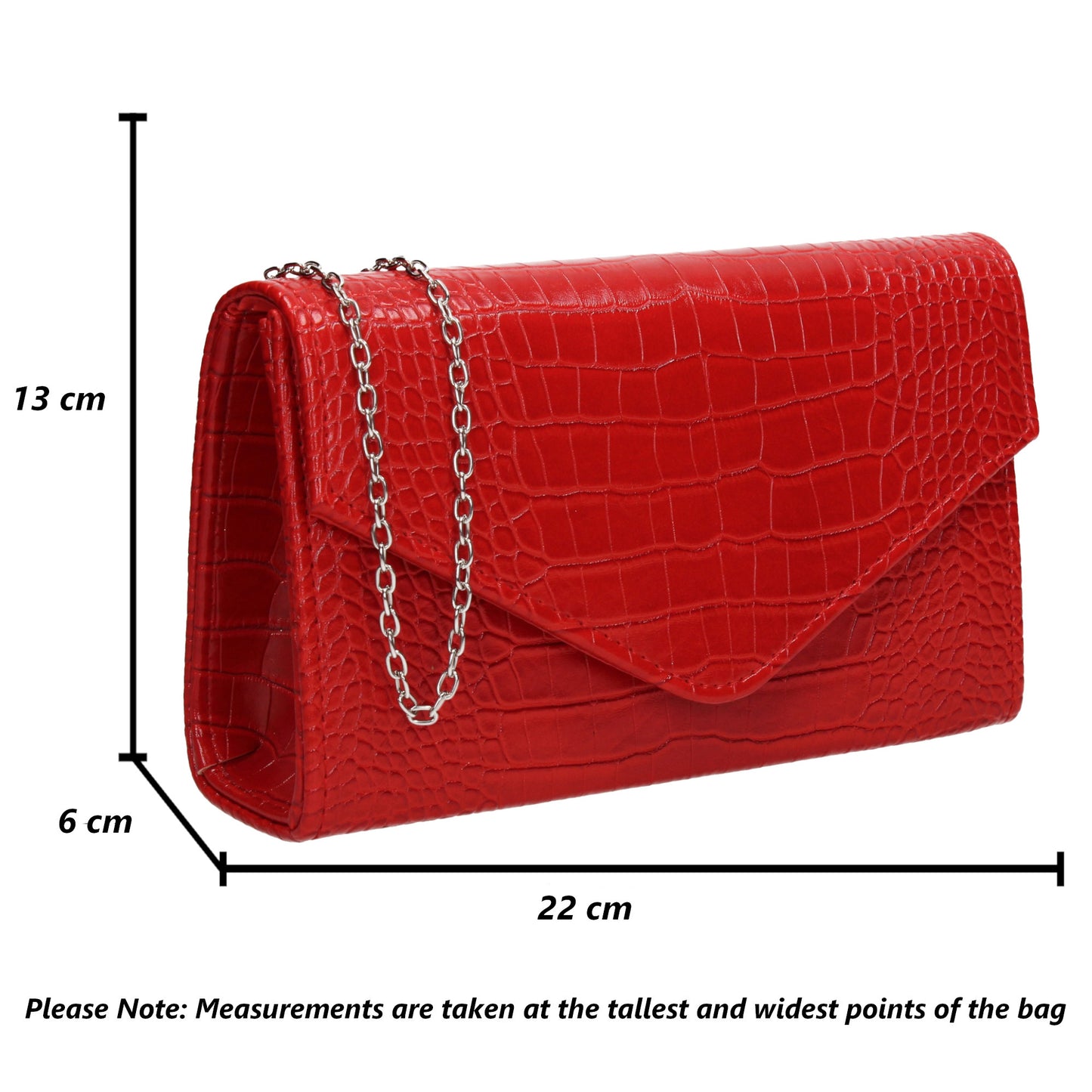 Emily Croc Effect Clutch Bag Red