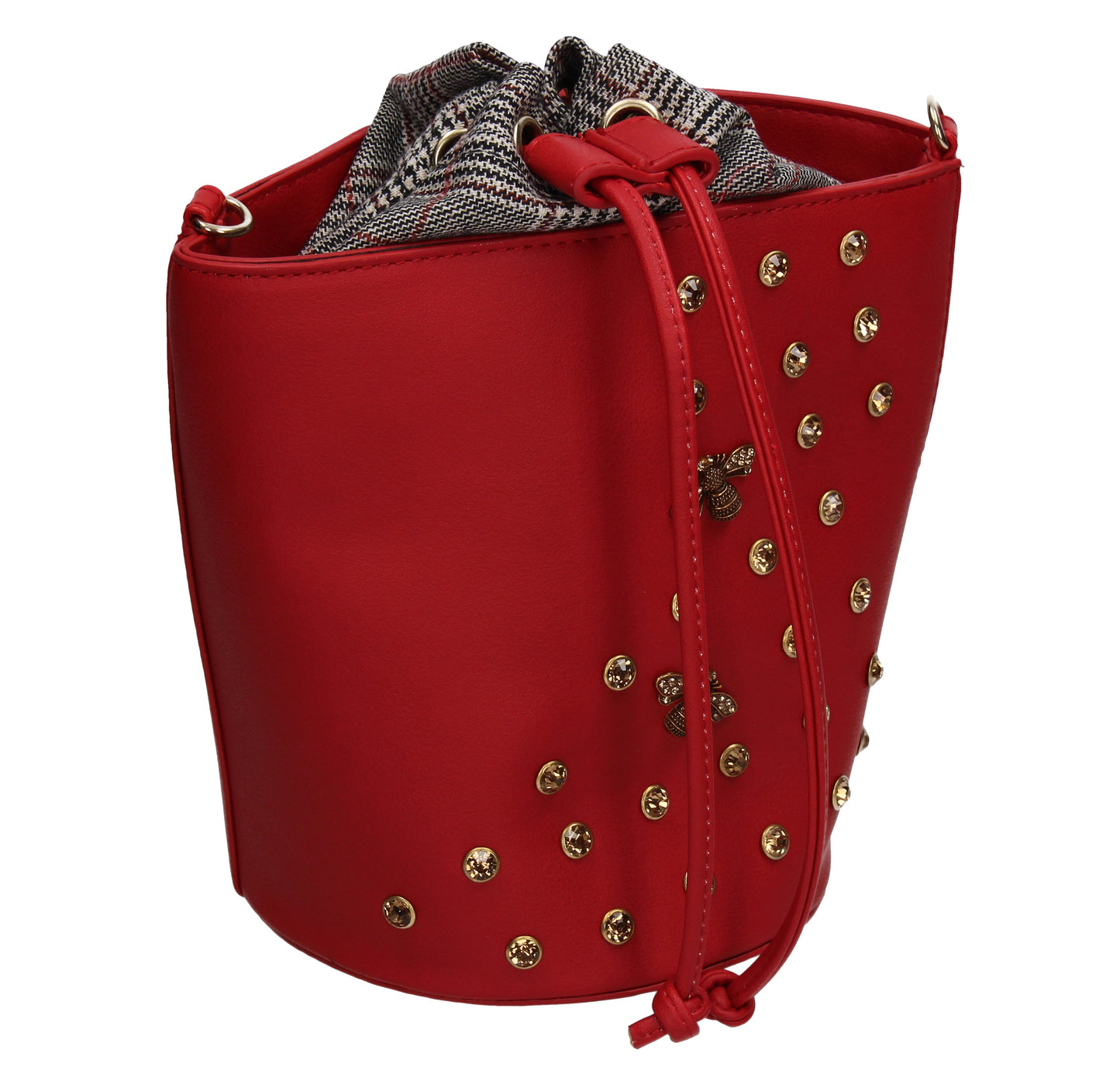 Elley Studs & Bee Bucket Crossbody Bag Red