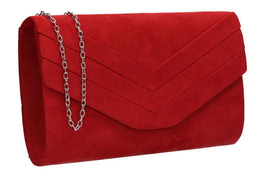 Samantha V Detail Clutch Bag Red