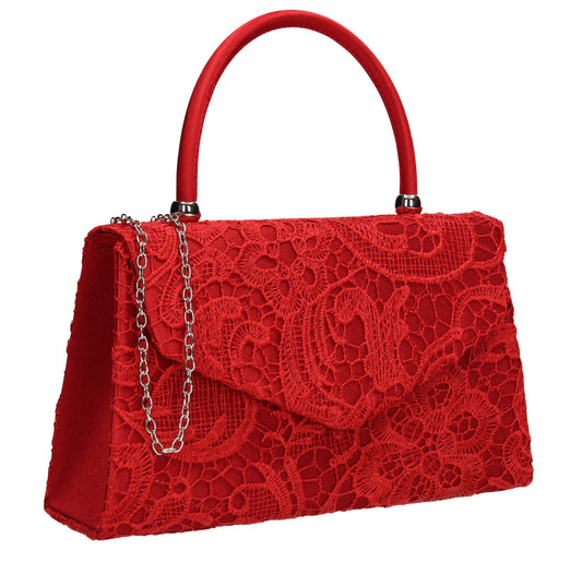 Kendall Lace Clutch Bag Red