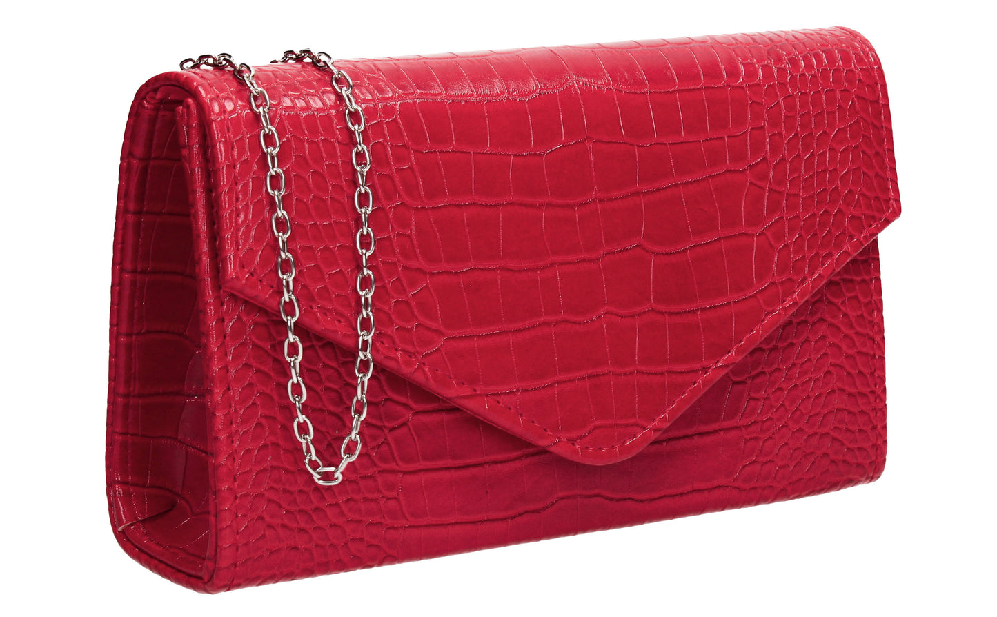Emily Croc Effect Clutch Bag Red