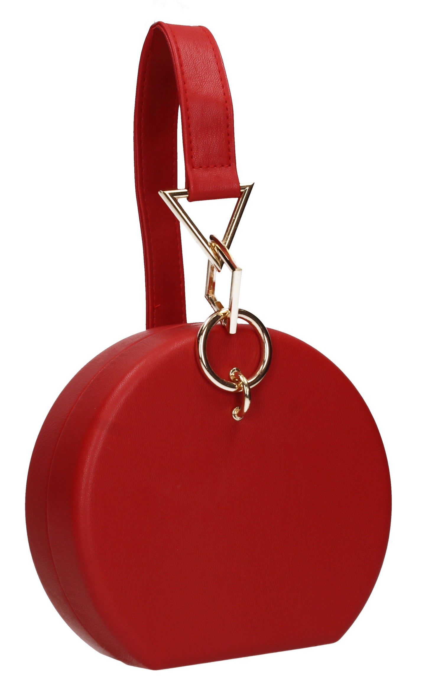 Rayne Circular Style Faux Leather Clutch Bag Red