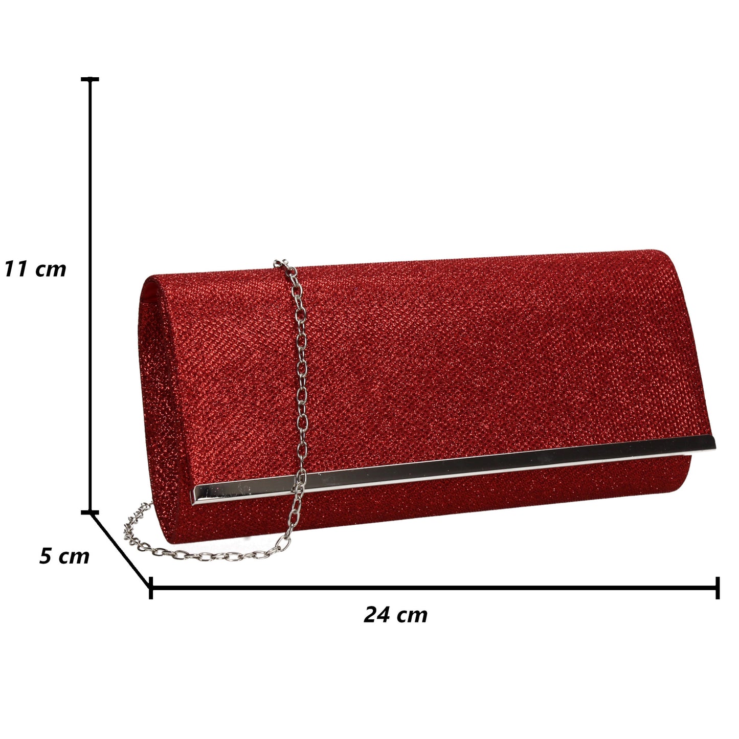 Lucey Flapover Glitter Clutch Bag Red