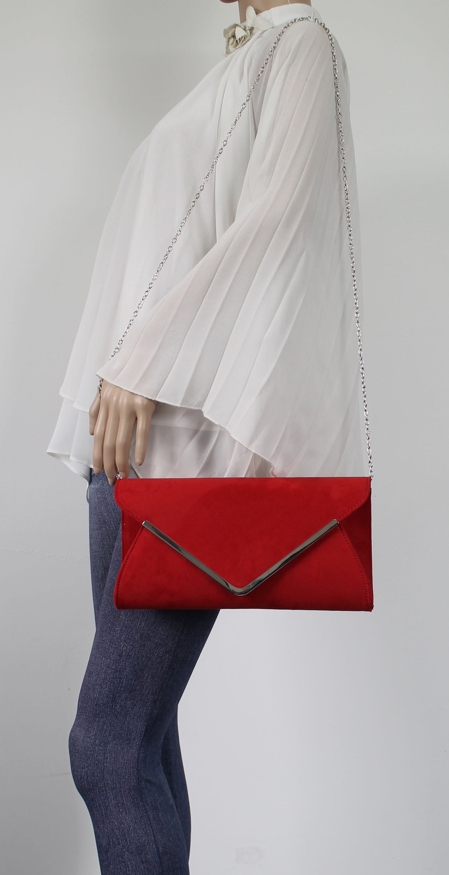 SWANKYSWANS Karlie Suede Clutch Bag Red Cute Cheap Clutch Bag For Weddings School and Work