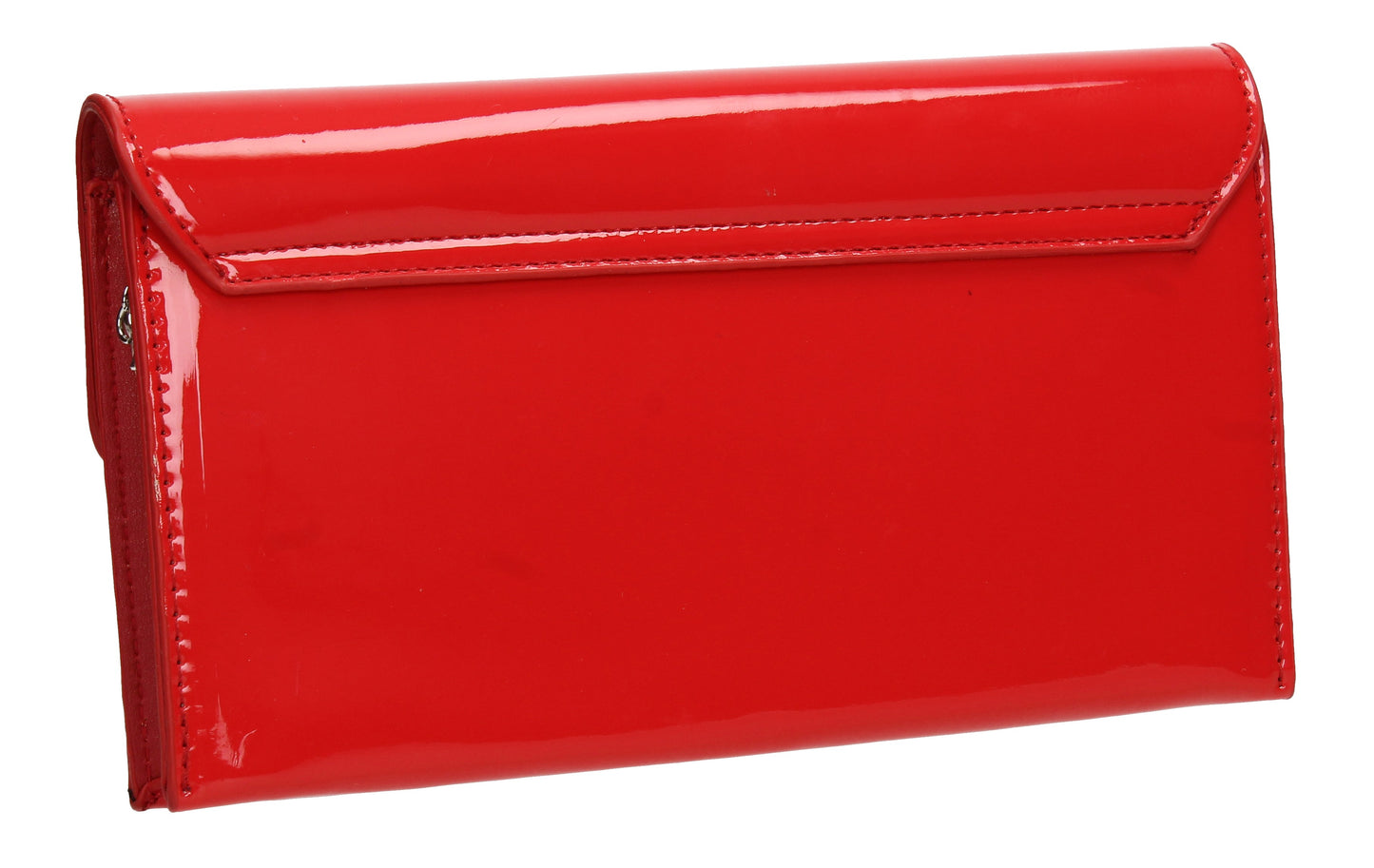 Evie Plain Patent Envelope Clutch Bag Red