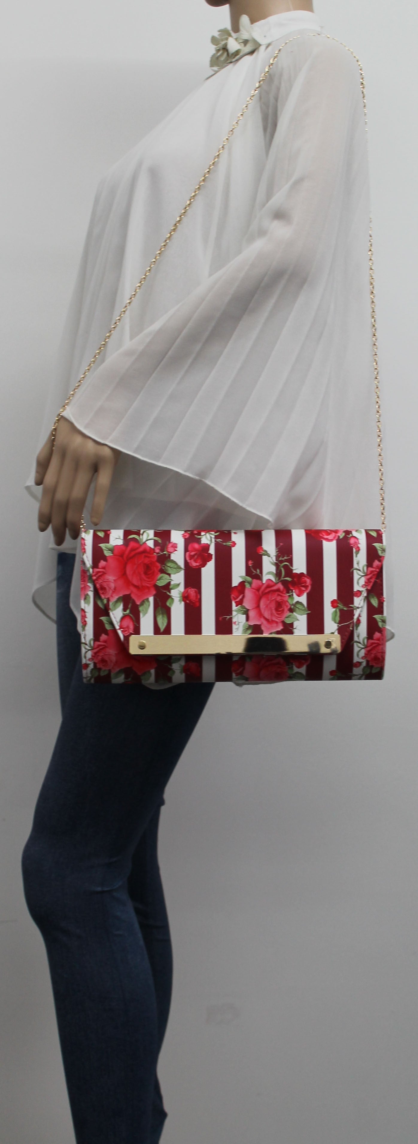 SWANKYSWANS Nicole Stripey Clutch Bag Red Cute Cheap Clutch Bag For Weddings School and Work