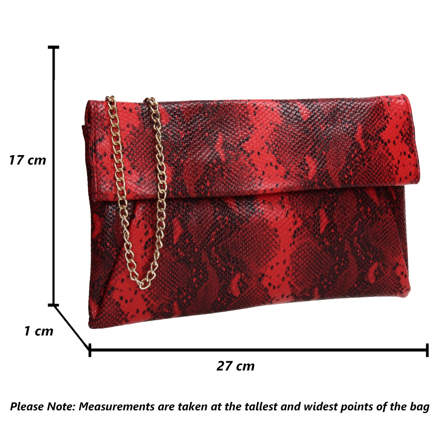 Colette Faux Snakeskin Slim Clutch Bag Red