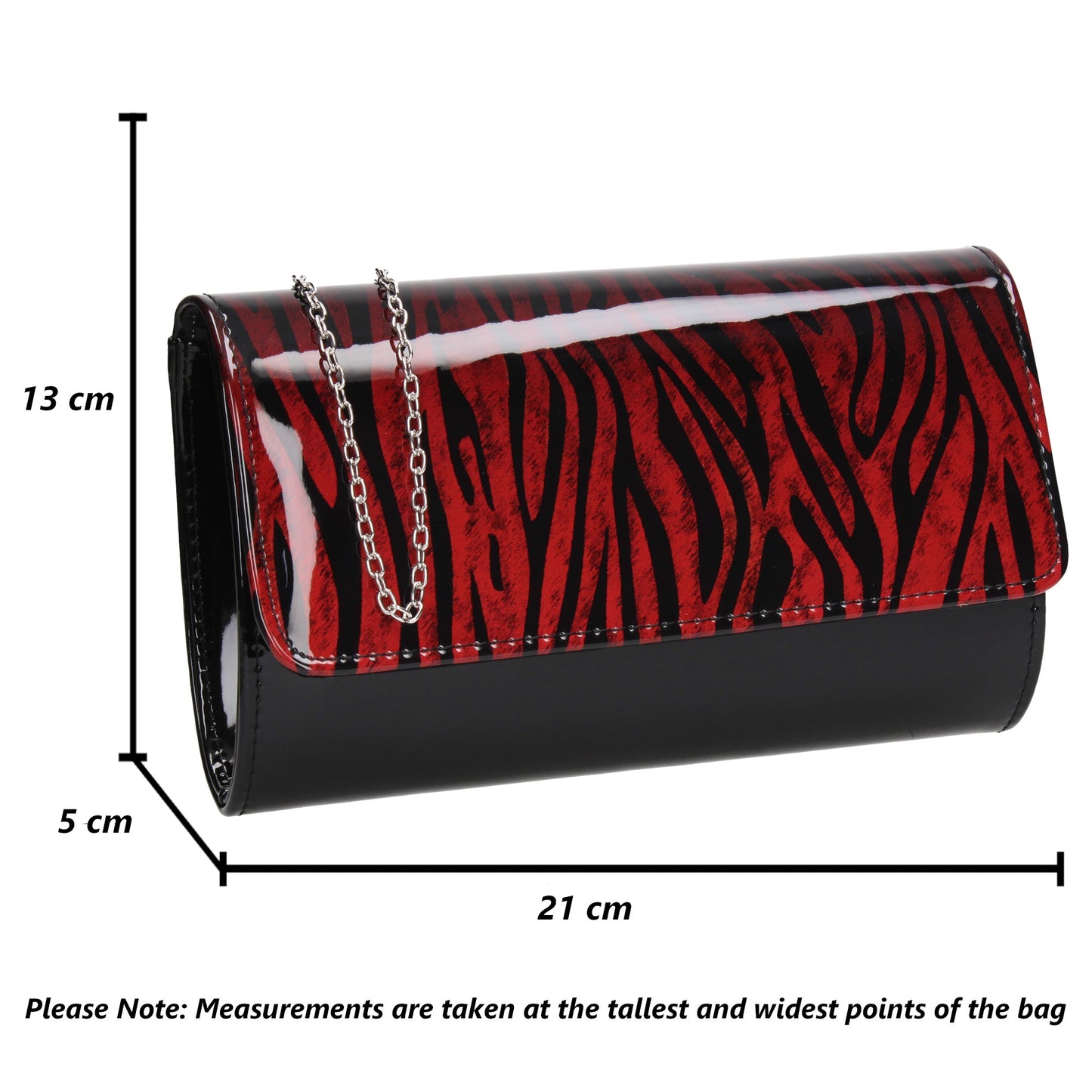 Morgon Zebra Print Patent Clutch Bag Red