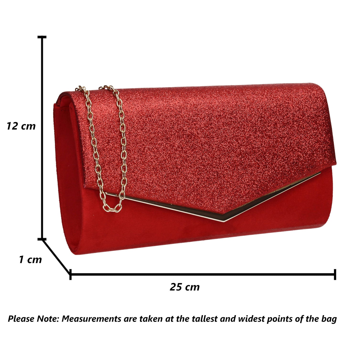 Janey Glitter Envelope Clutch Bag Red