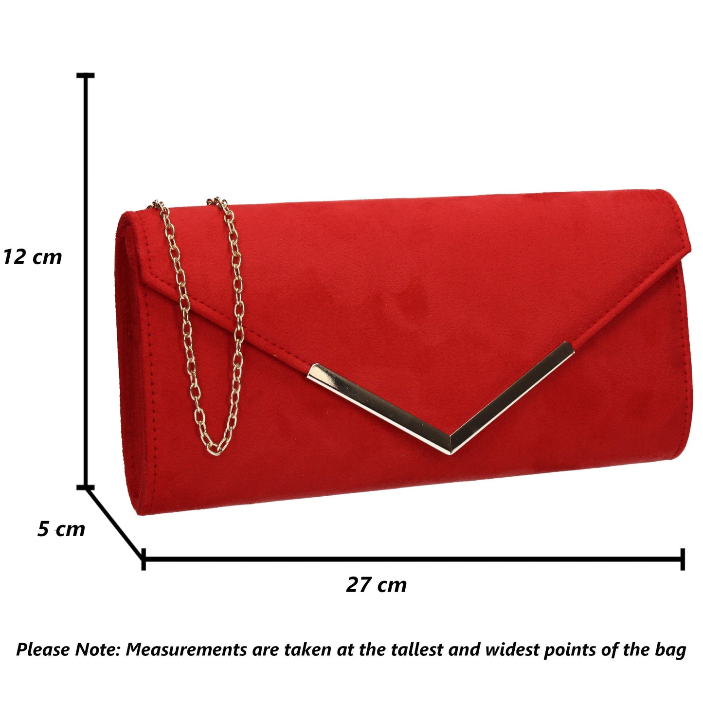 Leona Envelope Faux Suede Clutch Bag Red