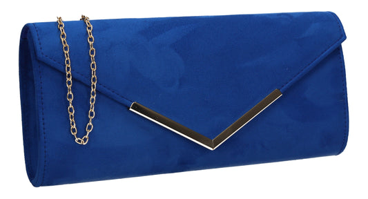 Leona Envelope Faux Suede Clutch Bag Royal Blue