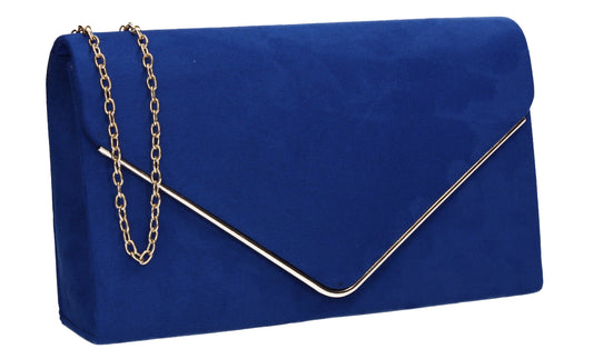 Oscar Faux Suede Envelope Clutch Bag Royal Blue