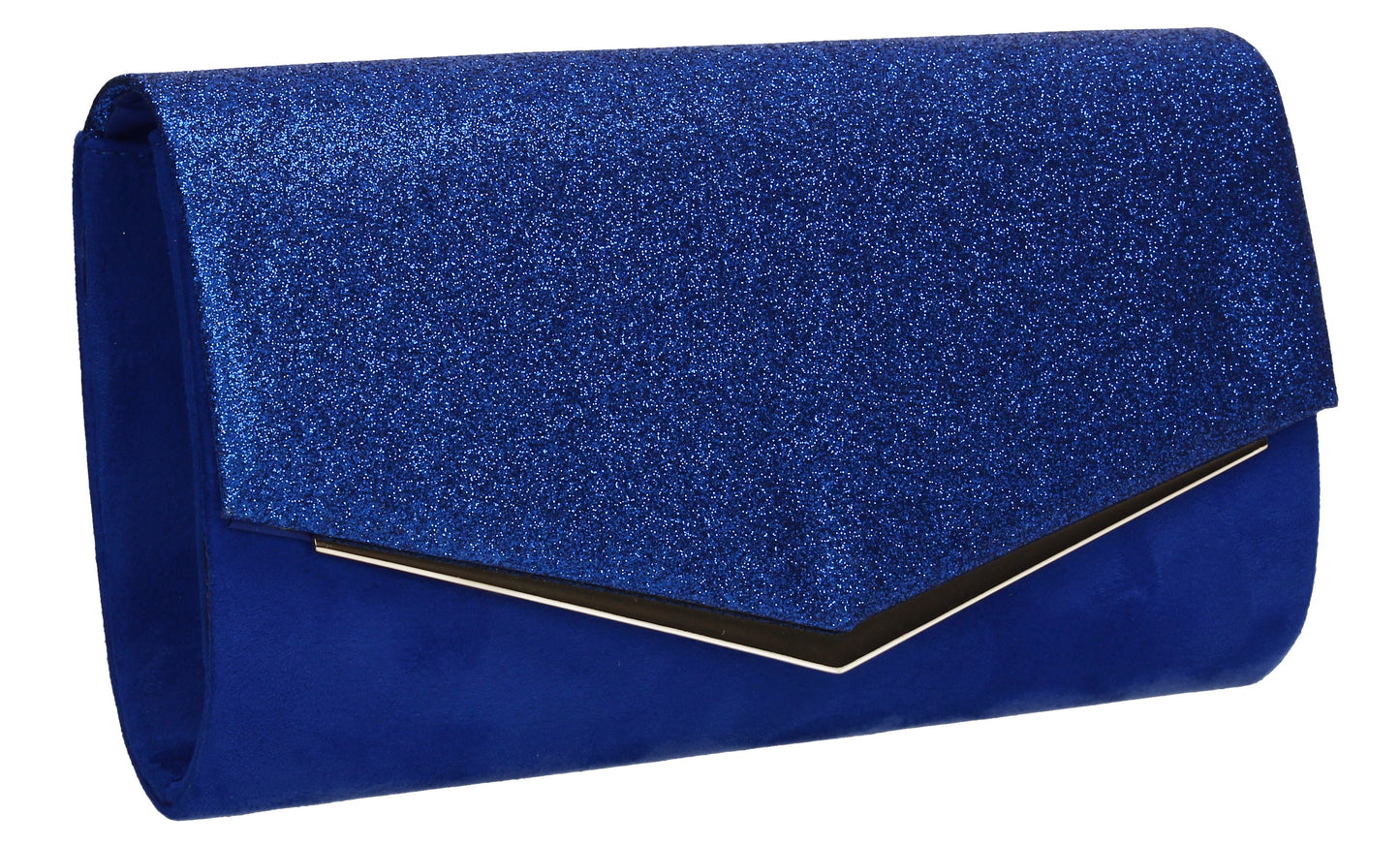 Janey Glitter Envelope Clutch Bag Royal Blue