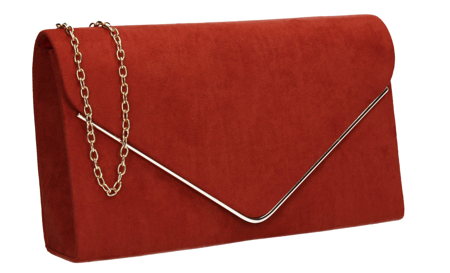 Poppy Faux Suede Envelope Clutch Bag Rust Red